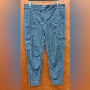 LOFT OUTLET gray cargo joggers pants lower rise button and zip up size 10